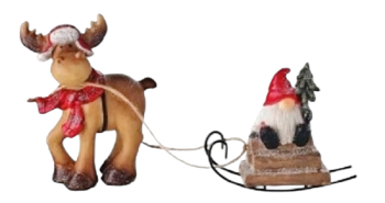 Resin Moose Pulling Gnome on Sled S/2