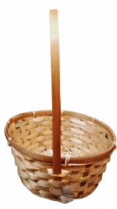Round Bamboo Design Basket with Liner 8''