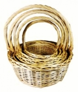 Round Peeled Willow Design Basket with Liners S/5 9'' - 16'' 