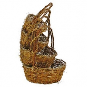 Round Twiggy Design Basket with Liners S/4 7'' - 12'' 