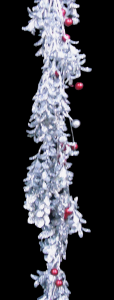 Silver Glitter Eucalyptus Garland with Red & Silver Balls 5' 