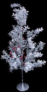 Silver Glitter Eucalyptus Tree with Red & Silver Balls 2 Sizes 