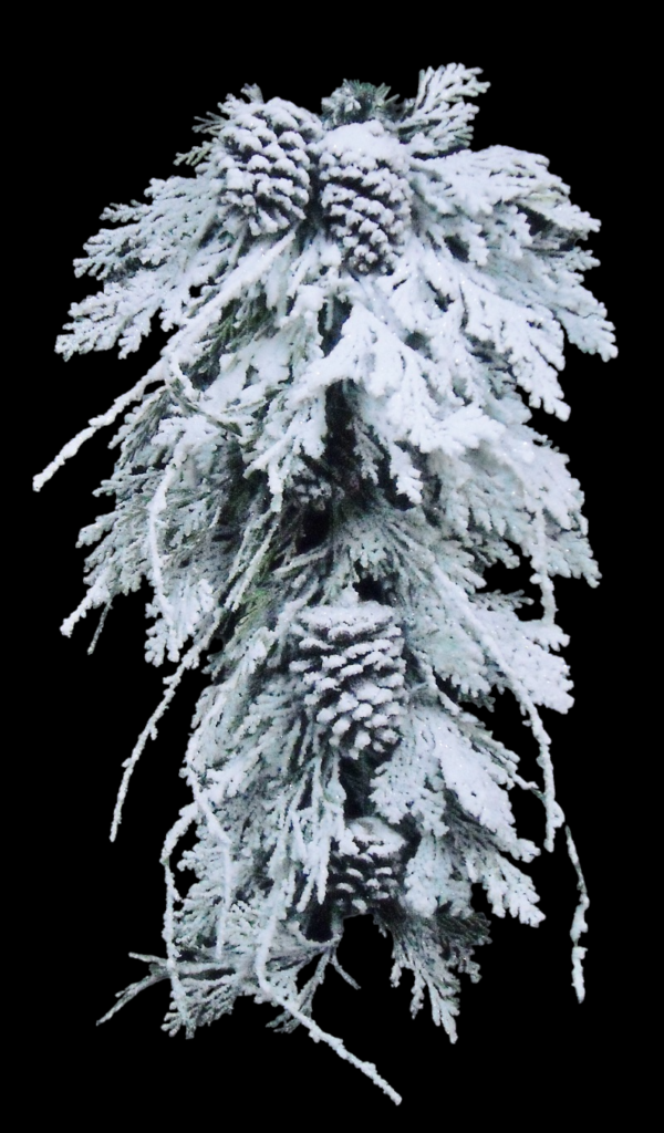 Snow Cedar Teardrop with Pine Cones 30"