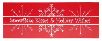 12'' x 4.5'' Red Snowflake Kisses Sign