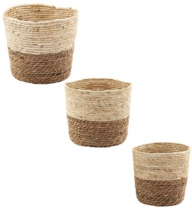 Natural Jute Pot Cover With Heavy Liners S/5 8'', 9'' 10'' 