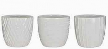 White Assorted Ceramic Pot Covers S/3 4.5''