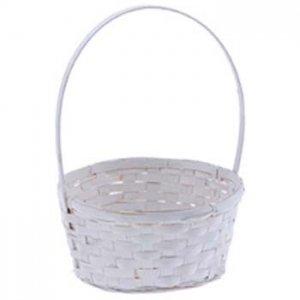 Round White Design Basket with Liner 
8''