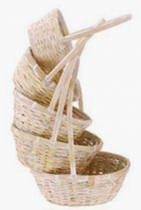 Round White  Design Baskets With Liners S/5 6'' - 10'' 