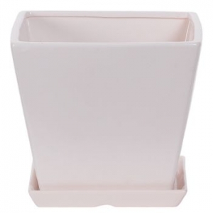 White Square Planter with Saucer 7''