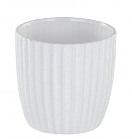 White Vertical Ribbed Pot Cover 6''