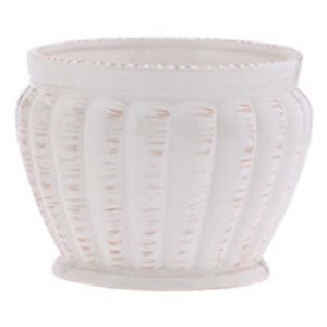 White with Gold Accents Ceramic Pot Cover 6.5'' 