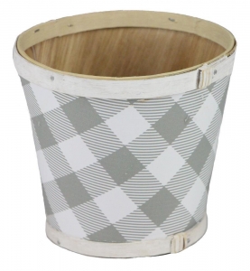 Wood Chip Checkered Pot Cover with Liner 5'' 