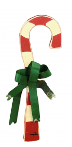 Wooden Candy Cane with Tin Bow 16'' 