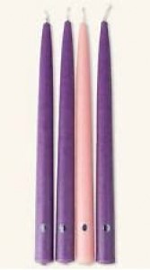 12'' Wax Taper Advent Candle Assortment S/4 3 Plum, 1 Pink