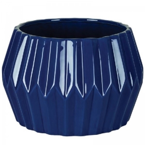Cobalt Blue Ribbed Pot Cover 6'' 