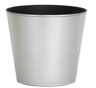 Silver Brushed Plastic Pot Cover 4.5" 