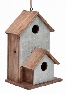 Wood/Metal Double Bird House
