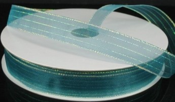 #3 Teal Sheer with Stripes 5/8" x 50yd!