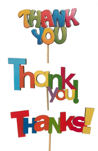 Large wooden Cutout Thank You Stick In Picks S/12 8.5", 15"
