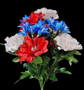 Red/White/Blue Mixed Poppy Zinnia x 12 19'' 