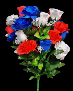 Red/White/Blue Mixed Rose with Gyp x 24  24" 