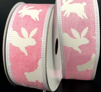 #9 Wired Pink Linen with White Bunnies
1.5" x 10yd