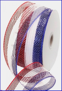 #40 Red, White and Blue Foil Polymesh Ribbon 2.5" x 25 yards