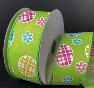 #9 Wired Lime Gingham Easter Eggs 
1.5" x 10yd