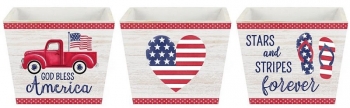 Americana Wooden Planters with Liners S/3 5.75" x 4"