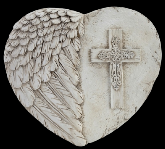 Angel Wing with Cross Resin Memorial Stone 10'' x 8'' 