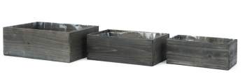 Black Rectangular Wooden Boxes with Liners S/3