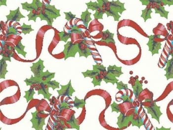Candy Cane and Ribbon Gift Wrap Paper 24" x 50'