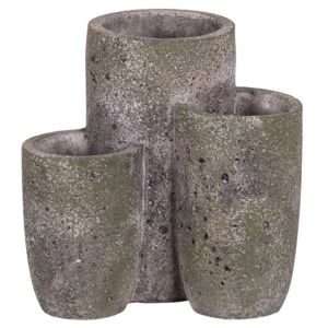 Concrete Moss Colored Tri Pot 6''