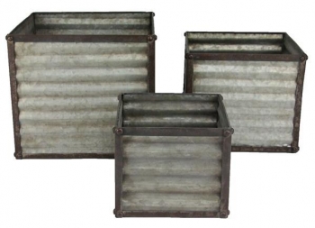 Corrugated Tin Pot Covers S/3 
11.5", 9.5", 7.5"