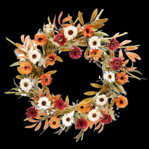 Daisy Fall Wreath Burgundy, Orange, Rust 22'' 