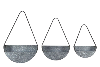 Galvanized Hanging Water Droplet Shaped Planters S/3
12" x 18", 10" x 15", 8" x 12"