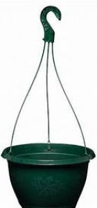 Green Cemetery Hanging Basket with Plastic Hangers  6" 