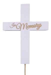 "In Memory" Wooden Cross Stick In Pick S/12 6" Cross, 18" Pick