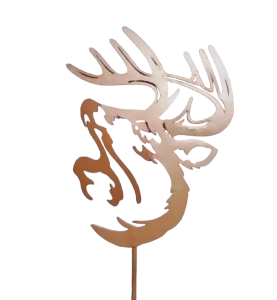Metal Cutout Deer Head Stick In Pick S/12 3.5", 22" Pick