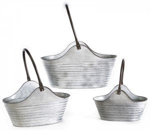 Oval Nesting Metal Baskets with Drop Handles S/3
17.5", 14.5", 11.5"