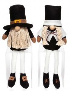 Pilgrim Boy/Girl Gnome Assortment with Legs S/2 12'' 