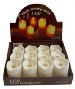 Plastic LED Flickering  Pillar Candle S/12
3 Sizes Batteries Included