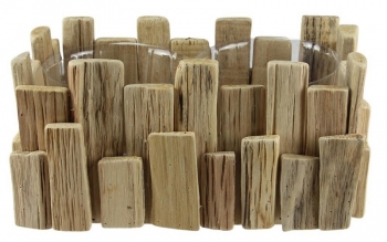 Rectangular Wood Slat Planter with Liner  11" x 4.75"