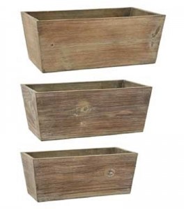 Rectangular Wooden Planters with Liners S/3 Largest 13" x 8" x 5"