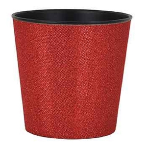 Red Glitter Plastic Pot Cover 5'' 