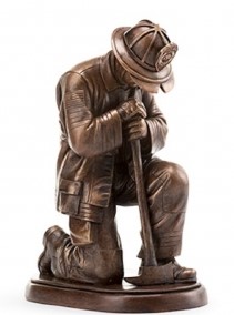 Resin Bronze Kneeling Fireman 8'' 