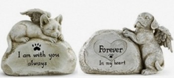 Resin Dog and Cat Memorial Stone S/2
10'' x 6''