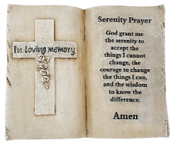 Resin In Loving Memory "Bible" with Serenity Prayer 
9" x 8"