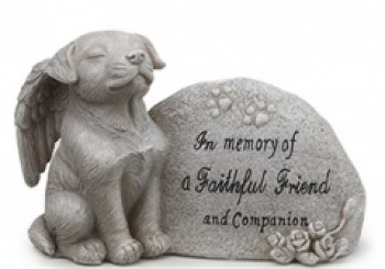 Resin Memorial Stone With Dog 6''
