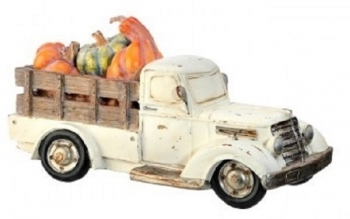 Resin Vintage Farm Truck with Pumpkins 14" 